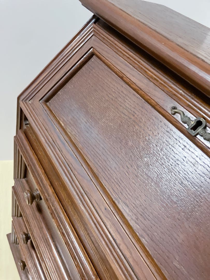 鍵付き　ライティングビューロー　デスク　チェスト　木製　デスクチェア