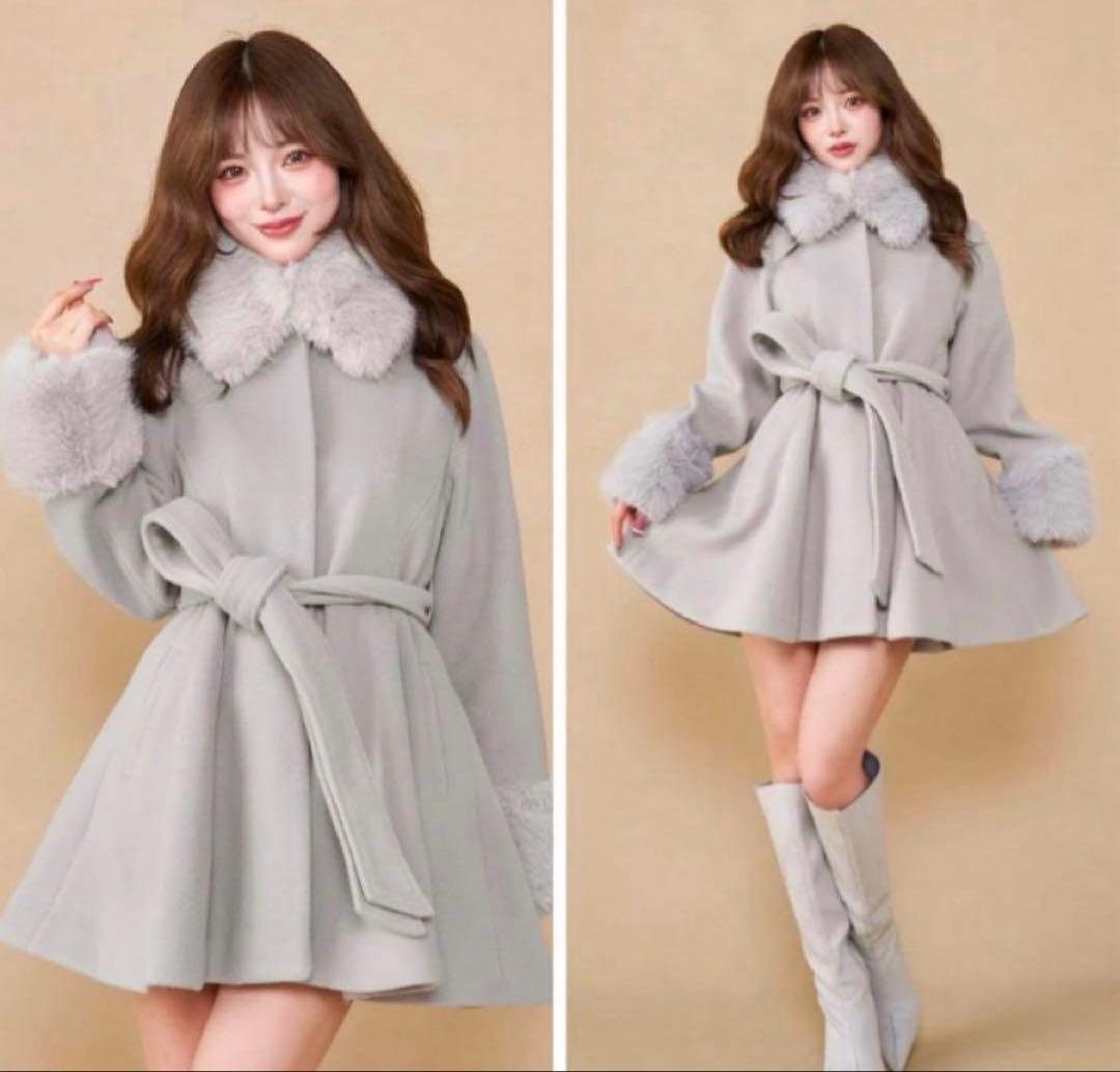 Darich ウエストベルト メルトンコート FL グレー ファー付き 美品