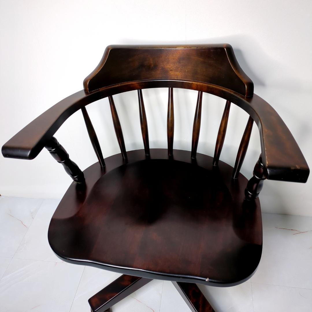 北海道民芸家具 デスクチェア キャプテンチェア キャスター付 椅子 樺 無垢材