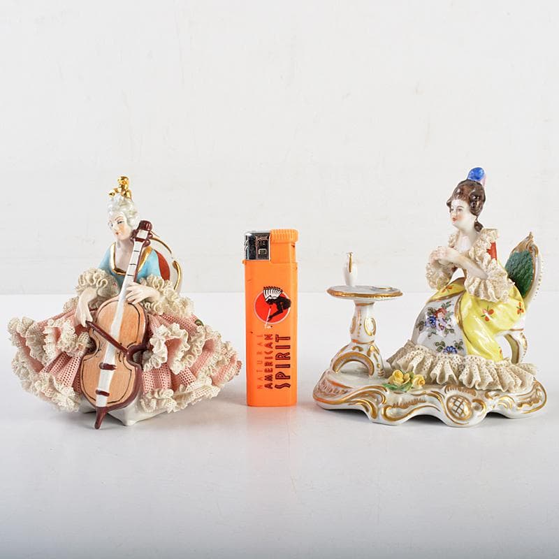 専用フォルクシュテットなど　フィギュリン陶人形レースドール　2点　C　R7068