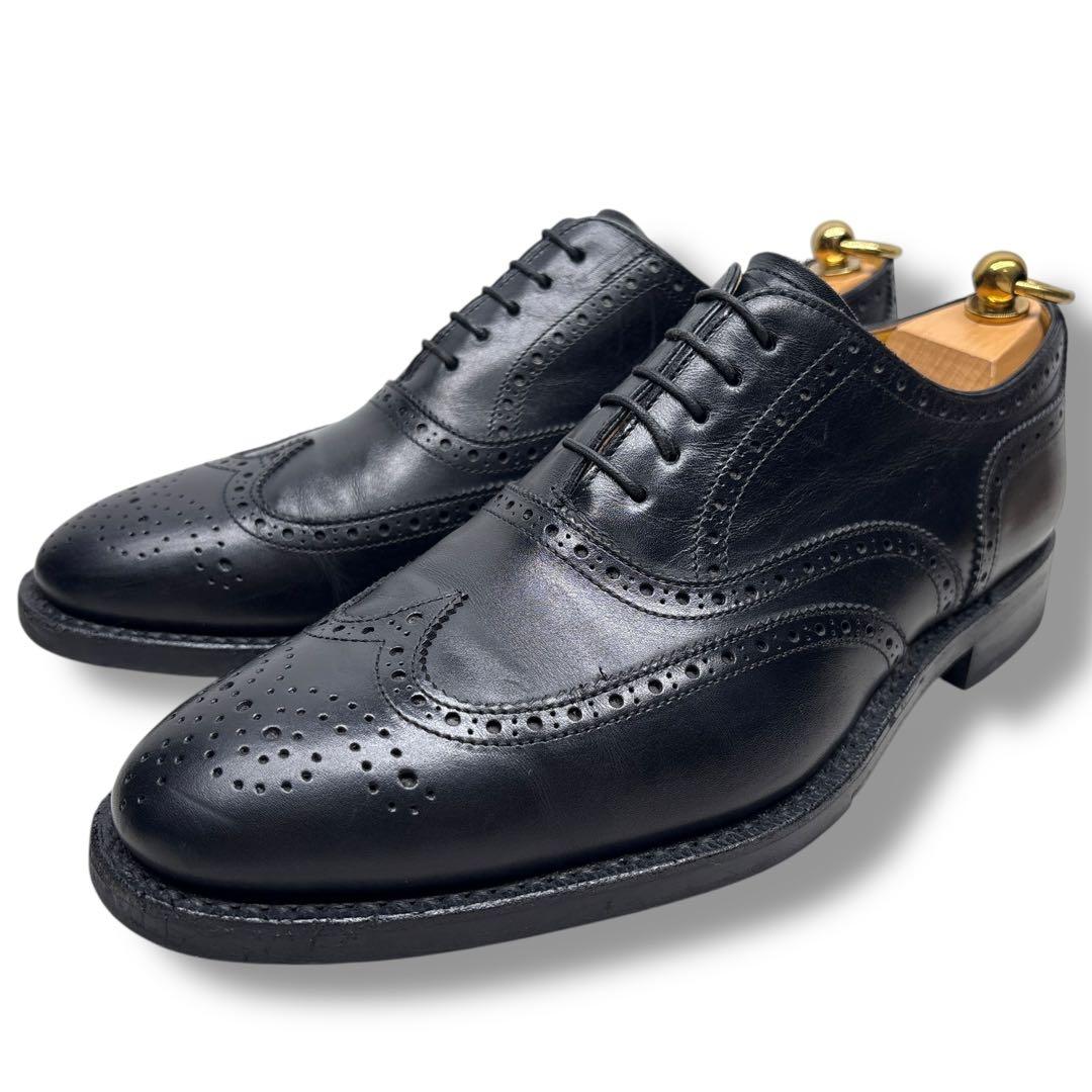 美品■REGAL【25.5】ウィングチップ 本革 革靴 ブラック フルブローグ
