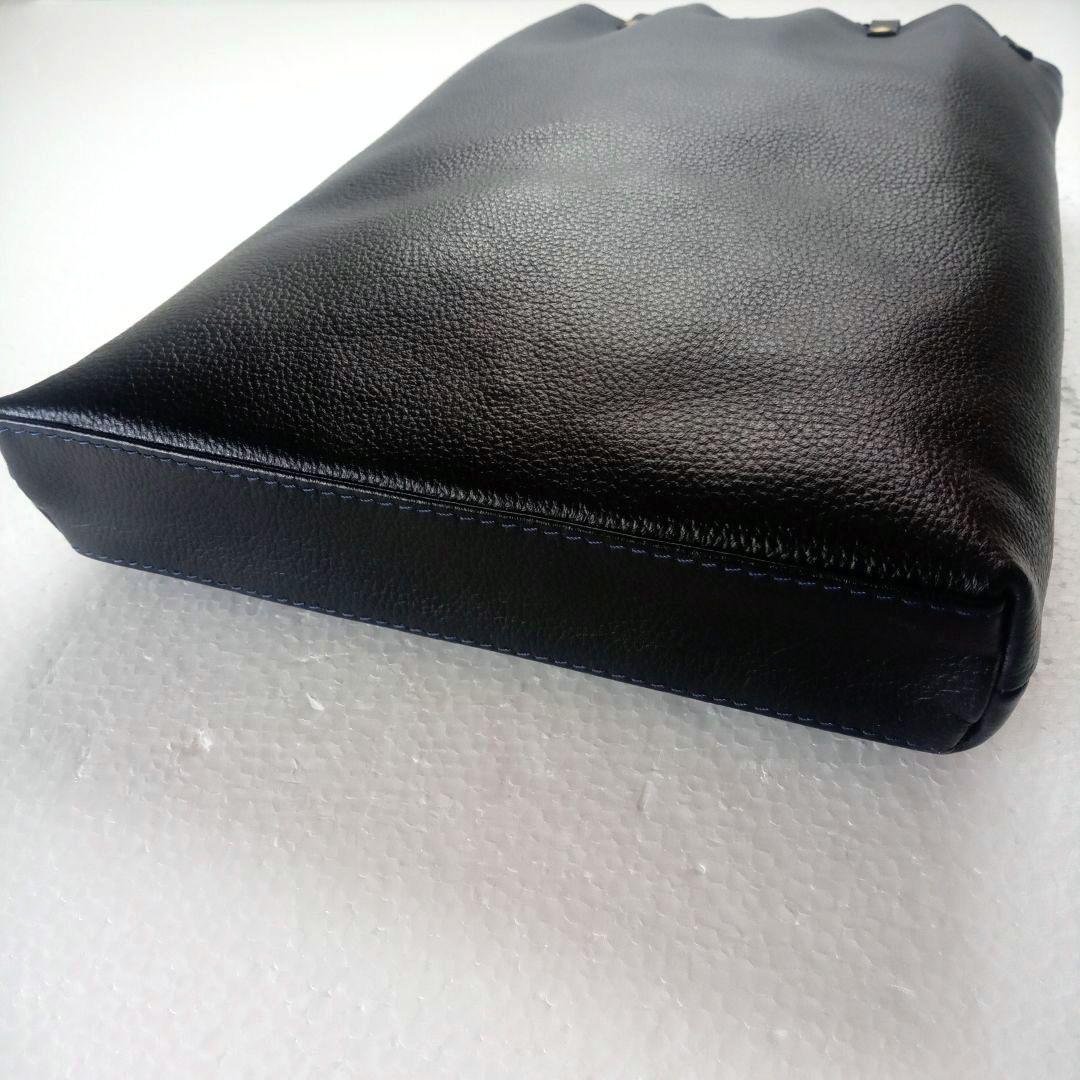 【未使用に近い/レザー巾着/信玄袋//ブラック】