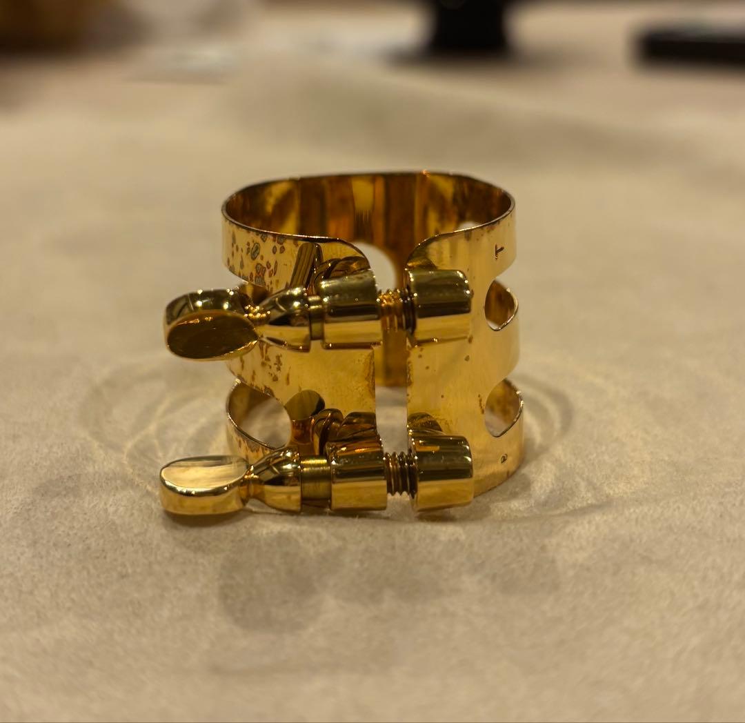 テナーサックスリガチャー　wood stone gold plate