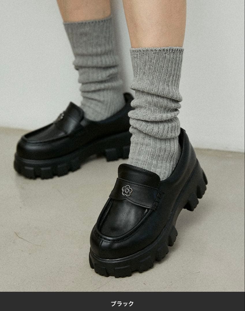 MARY QUANT PUBULX ブラック 厚底ローファー