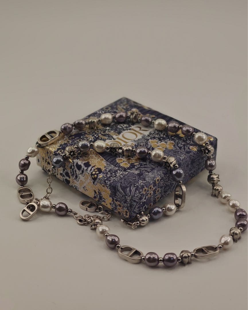 DIOR パールネックレス＆ブレスレット 2点セット シルバー　美品