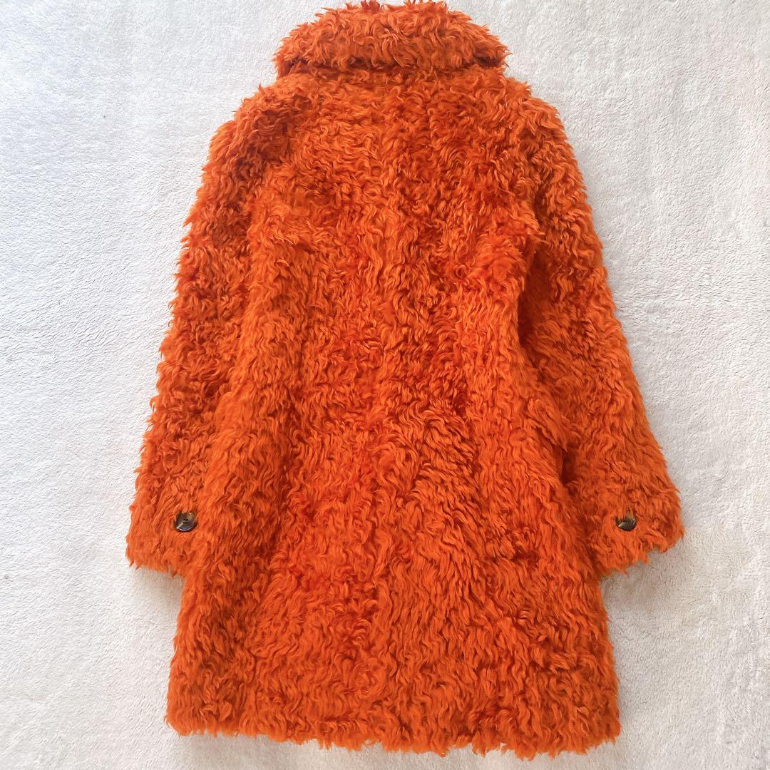 【PRIDE】新品　プライド　オレンジ　モヘア　ウェーブファー　カール　コート