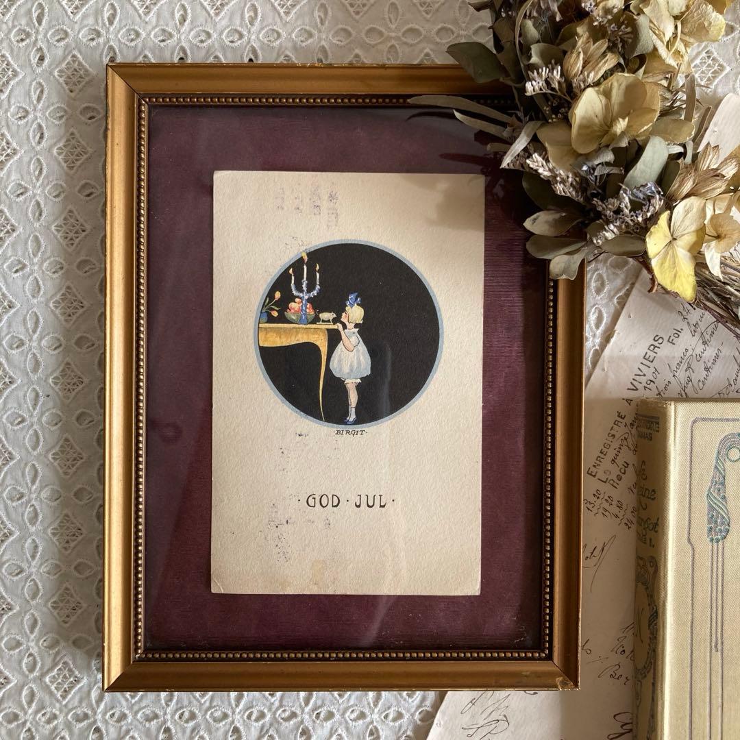 アンティークフレームD★1920年代超希少なBIRGITのアンティークカード入り