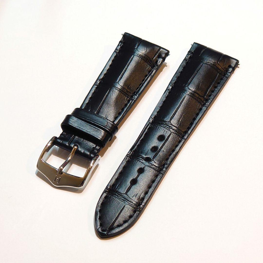【ヒルシュ】アリゲーター 時計革ベルト ブラック 22-18 ショート 未使用
