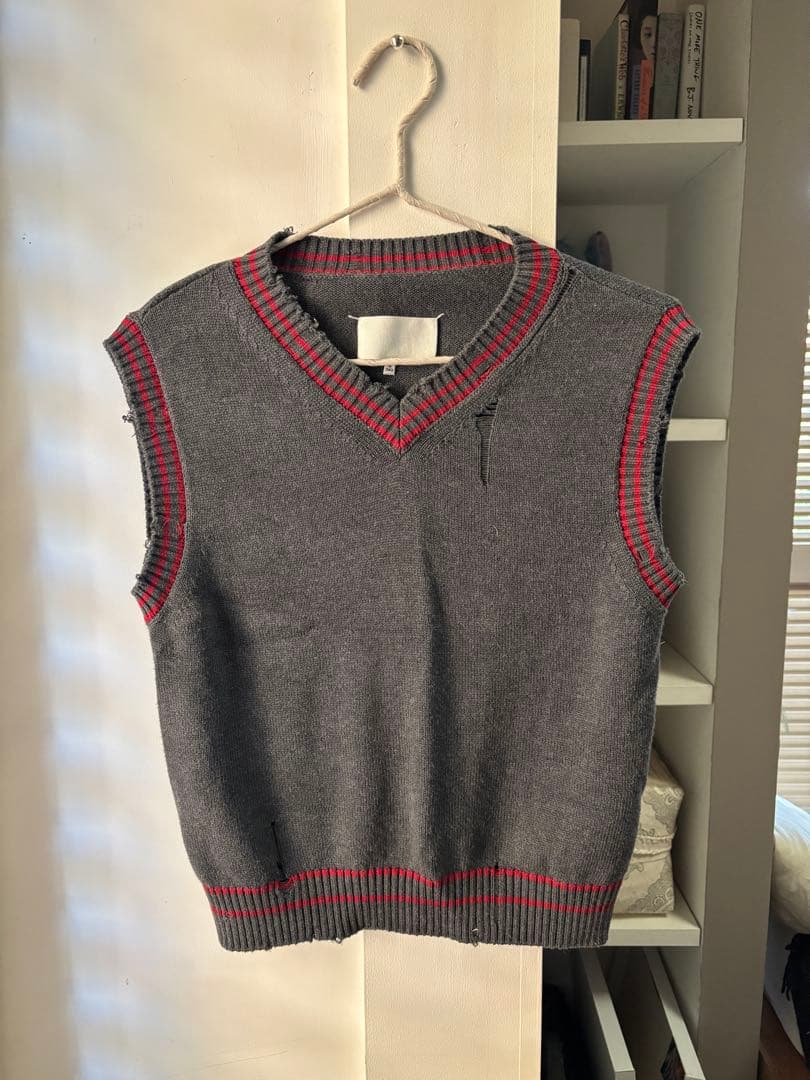 Martin Margiela グレー Vネック ニットベスト