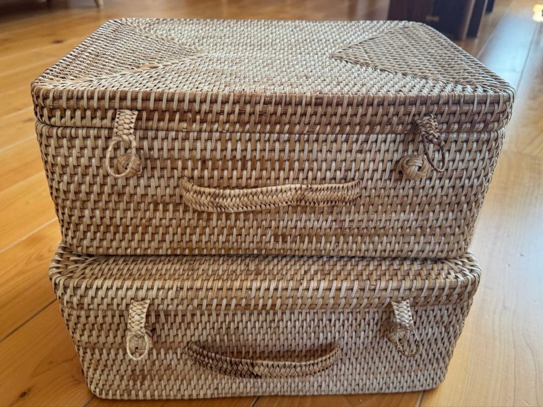 無印良品　ラタン(2セット)ピクニック　バスケット