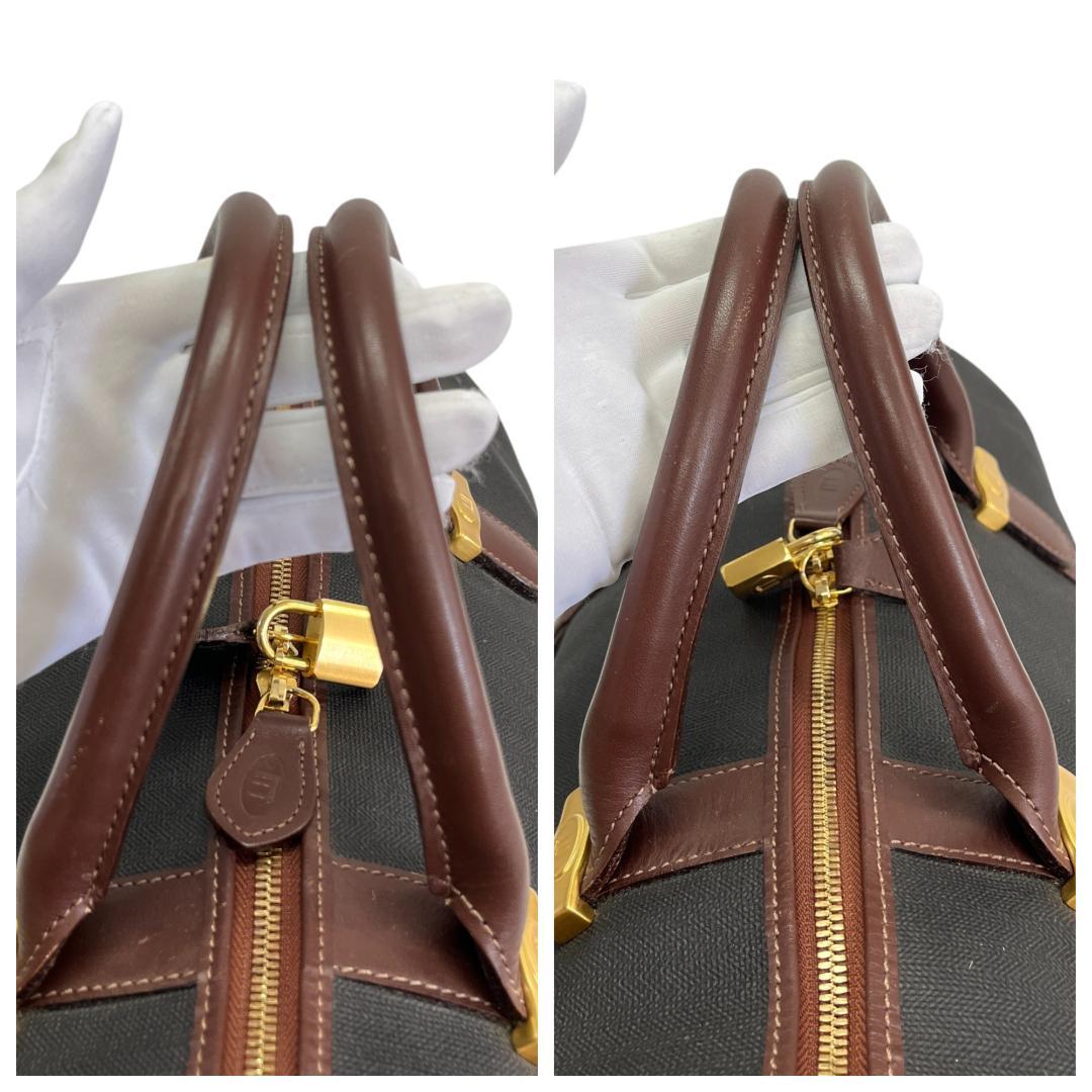 美品 ダンヒル ボストンバッグ レザー ブラウン グレー 大容量 旅行バッグ