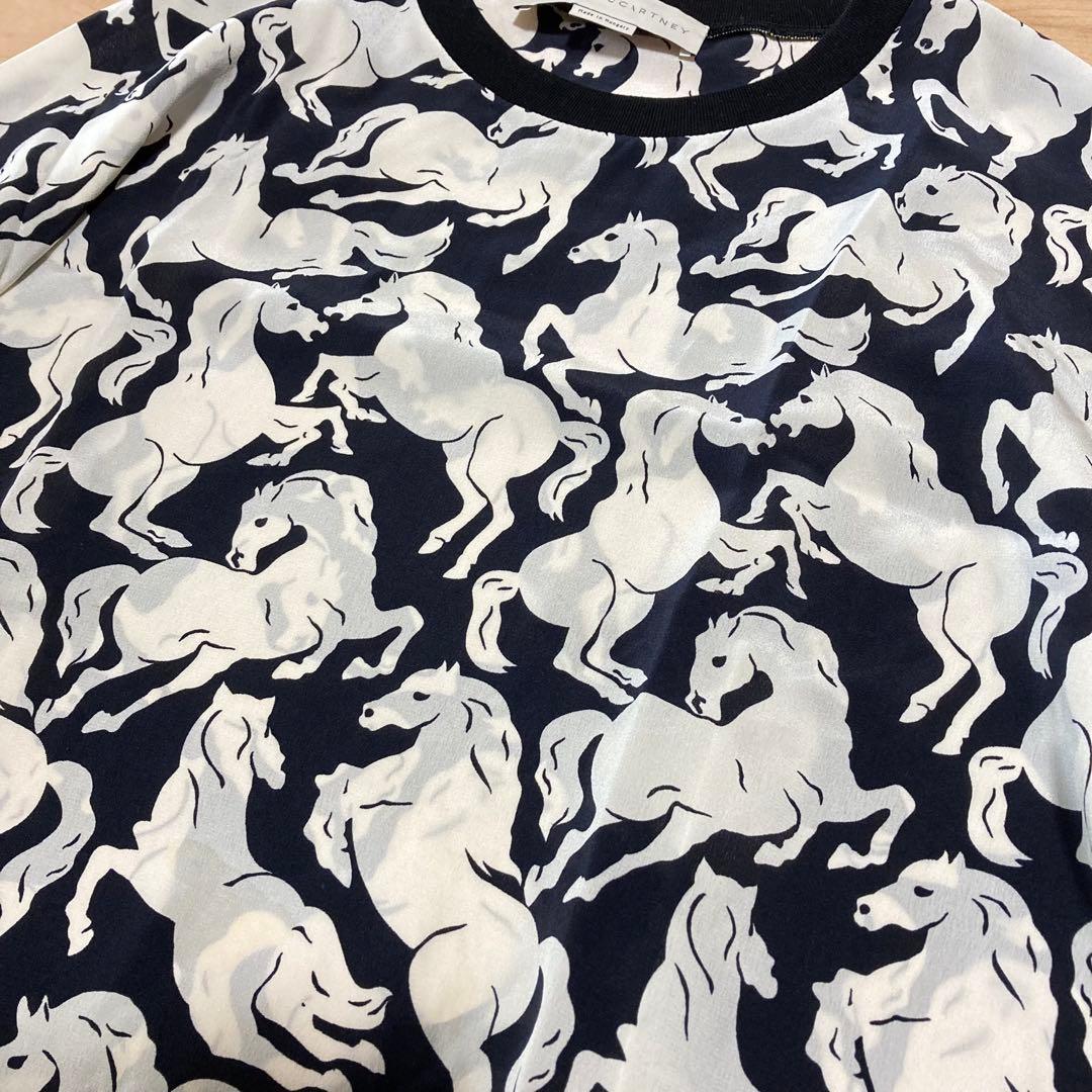 ステラマッカートニー ランニングホース 総柄 シルク カットソー トップス 38