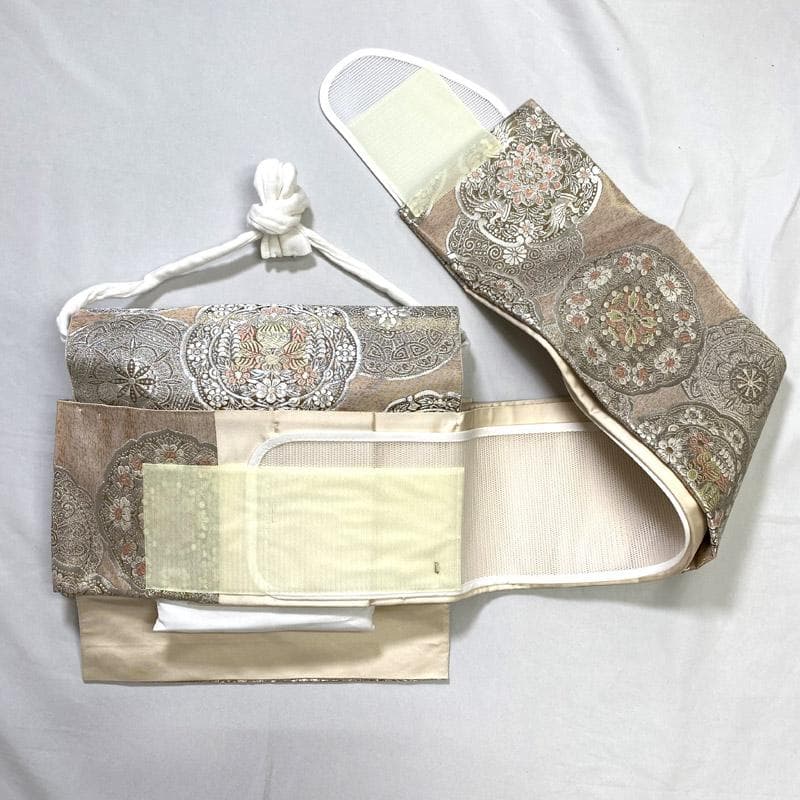 512mr64▲ワンタッチ作り帯 きものやまと 金糸 二重太鼓 袋帯▲美品