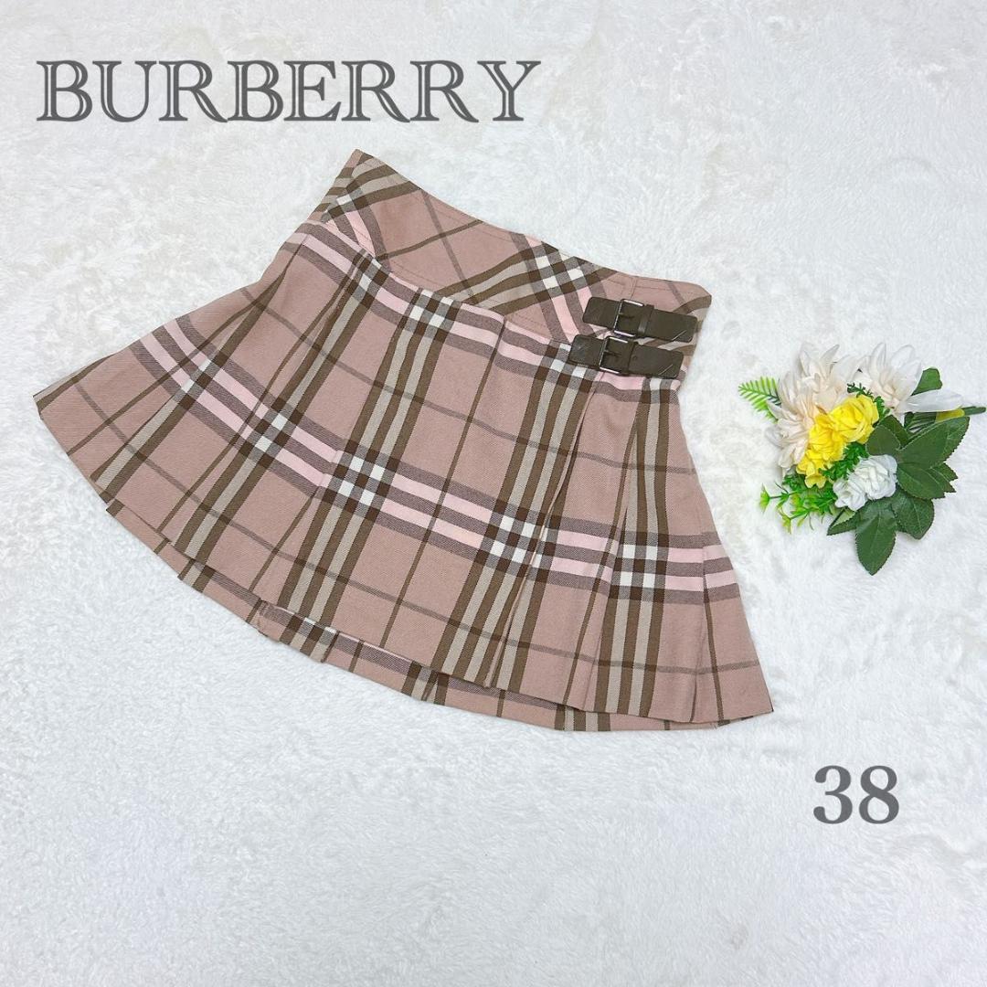 極美品　希少カラー バーバリーブルーレーベル プリーツスカートノバチェック