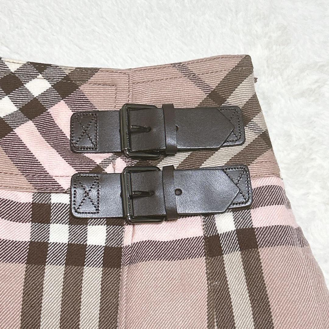 極美品　希少カラー バーバリーブルーレーベル プリーツスカートノバチェック