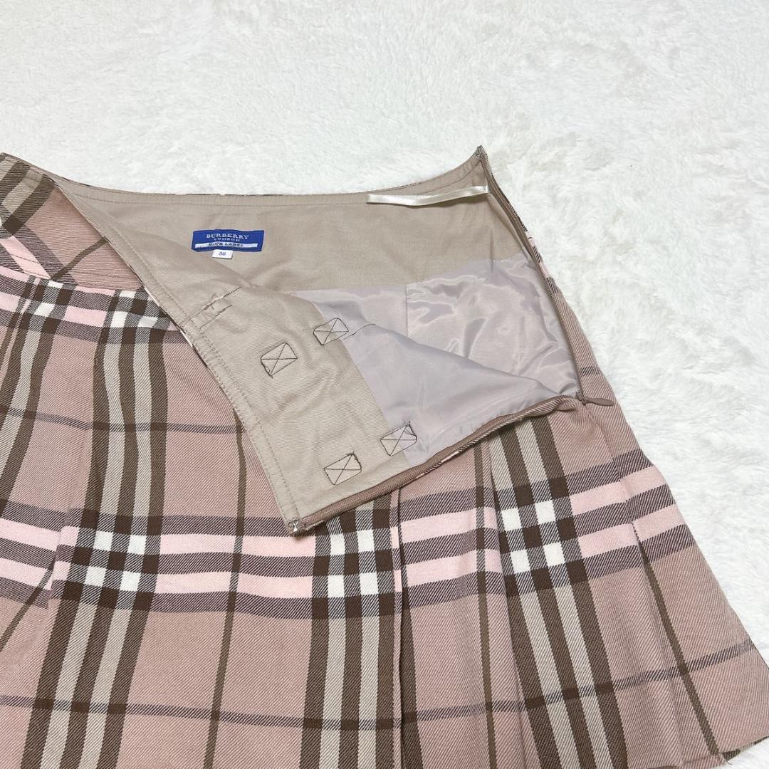 極美品　希少カラー バーバリーブルーレーベル プリーツスカートノバチェック