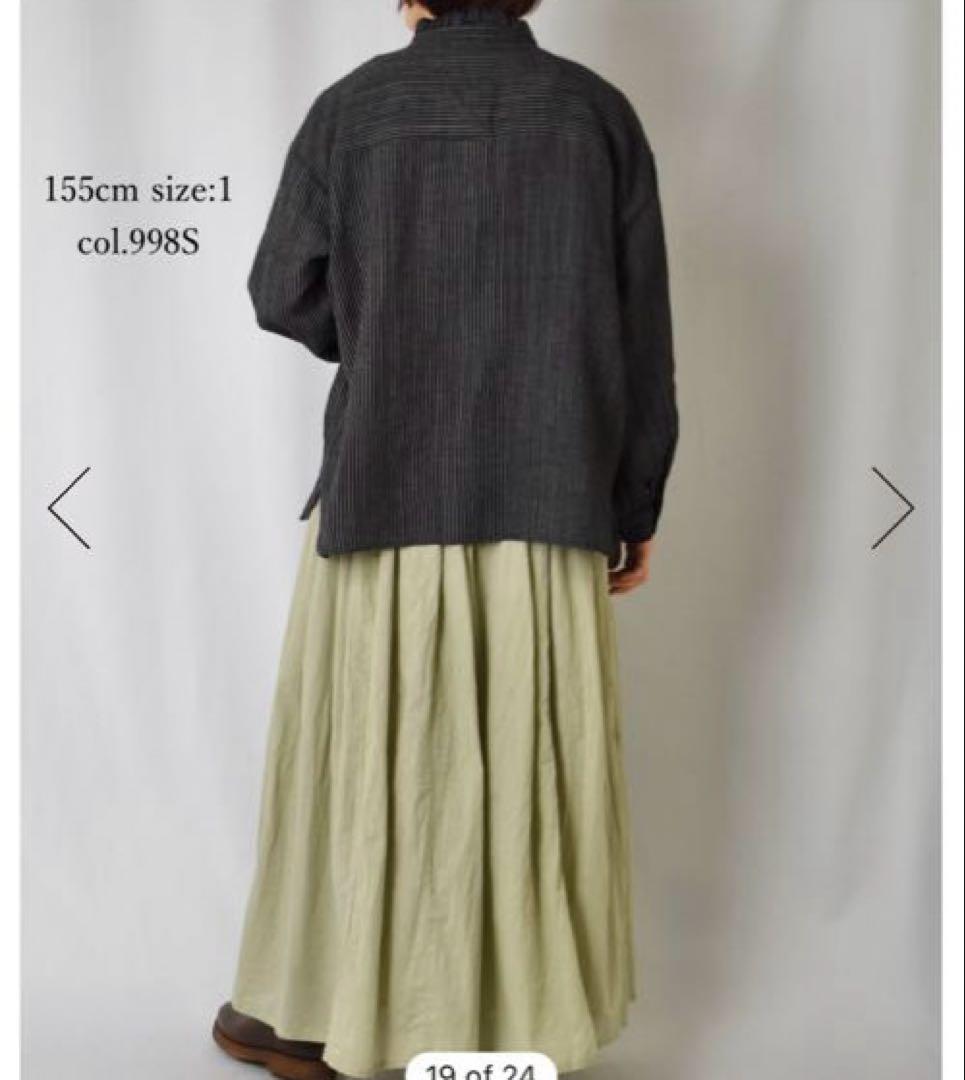 ウール/リネン ストライプ シャツ サイズ2