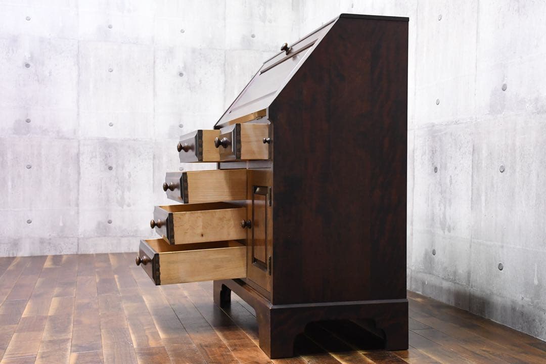 EIK46 北海道民芸家具 ライティングビューロー カバ材/樺材 チェスト