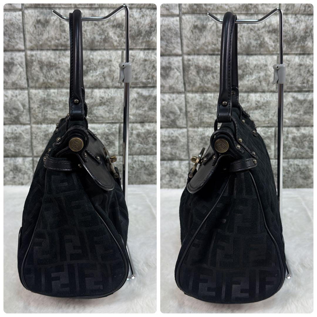 超希少 FENDI フェンディ ミニ ボルサマジック ハンドバッグ ズッカ柄 黒