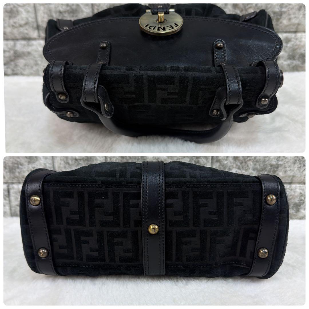 超希少 FENDI フェンディ ミニ ボルサマジック ハンドバッグ ズッカ柄 黒