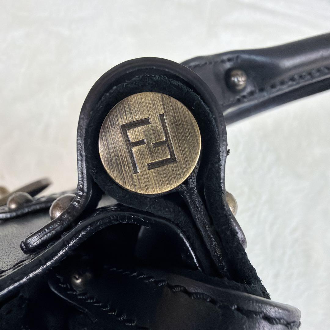 超希少 FENDI フェンディ ミニ ボルサマジック ハンドバッグ ズッカ柄 黒