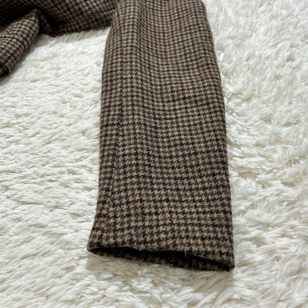 【美品】VAN JACKET テーラードジャケット チェック ブラウン エルボ