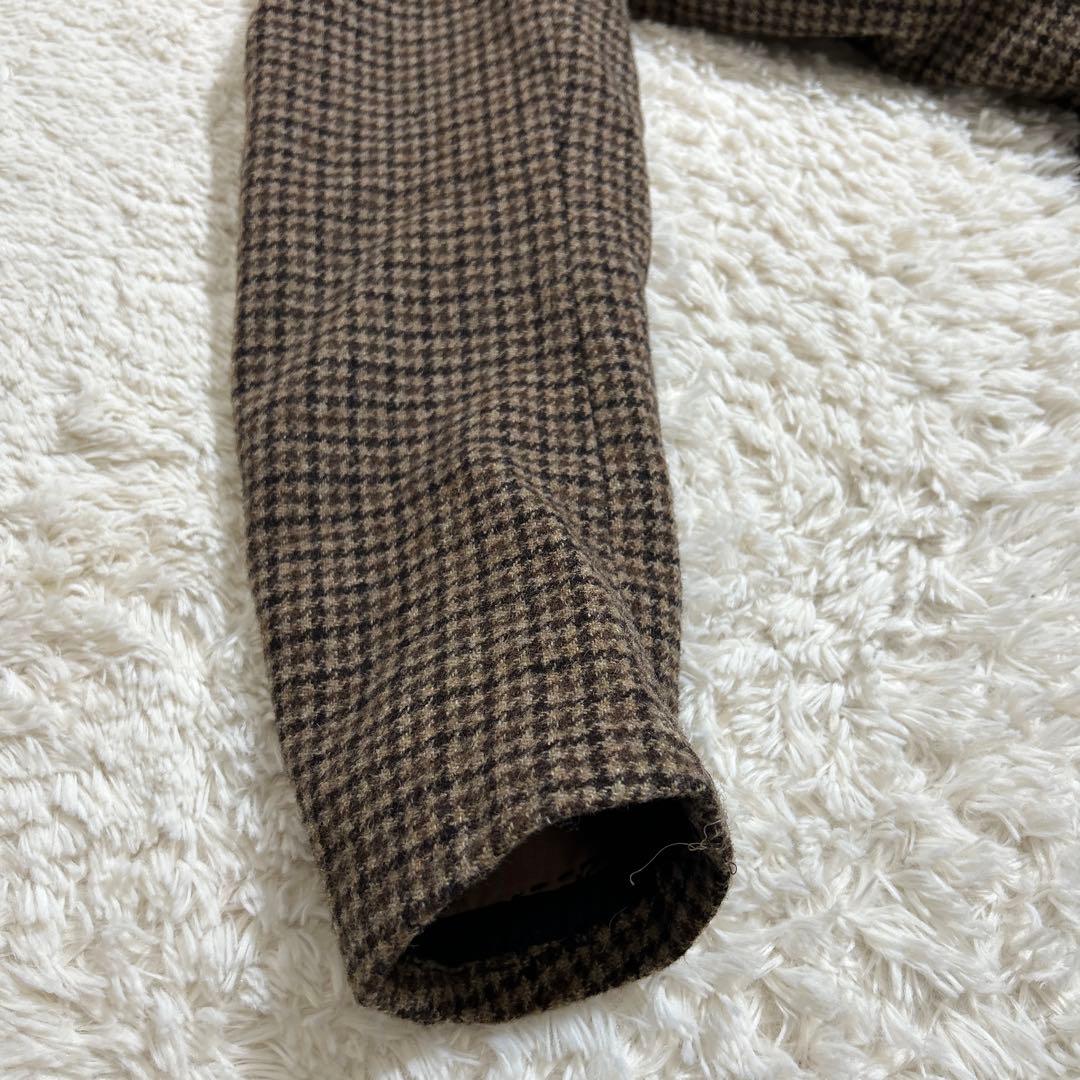 【美品】VAN JACKET テーラードジャケット チェック ブラウン エルボ