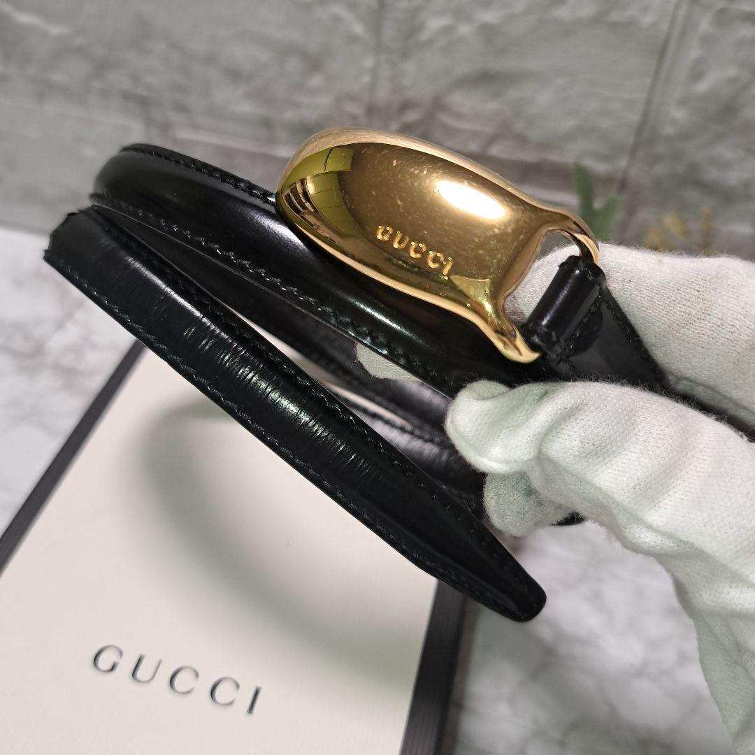 ✨️超美品✨️GUCCI グッチ ベルト ブラック レザー　 ゴールドバックル