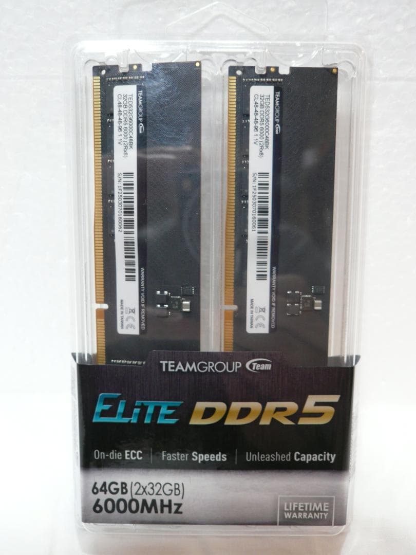 新品未開Team DDR5-6000 64GB 32GBx2 デスクトップメモリ
