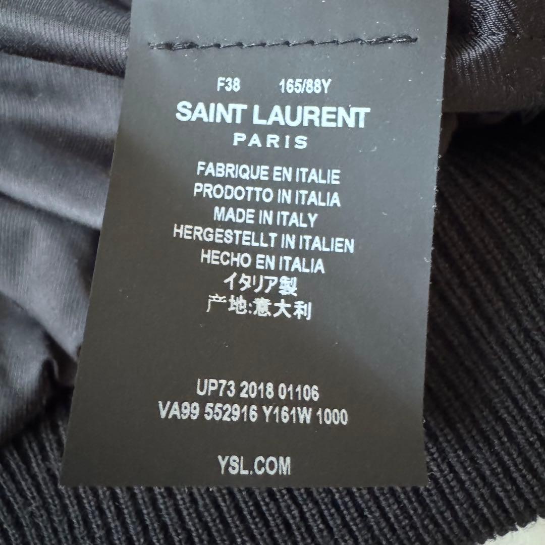 サンローラン　ビーズ刺繍ロゴ ボンバージャケット 黒　38