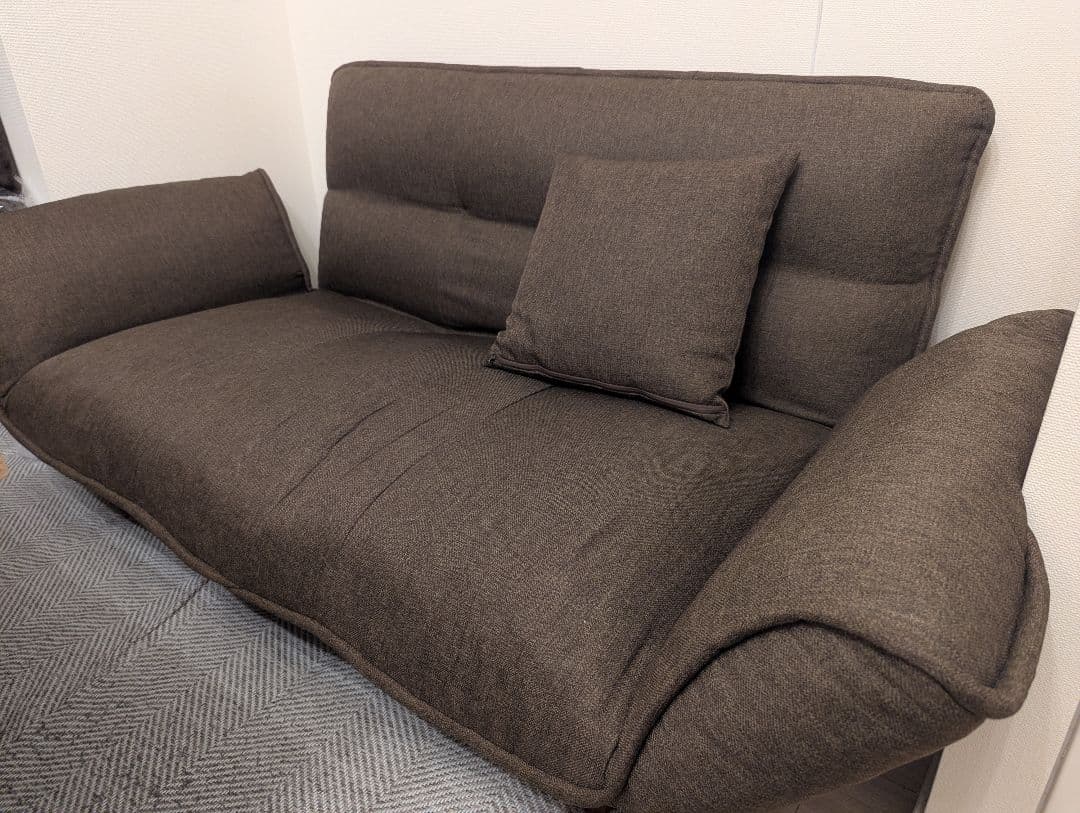 【11/21まで出品】ニトリ 【日本製】2人掛けコンパクトカウチソファ (BR)