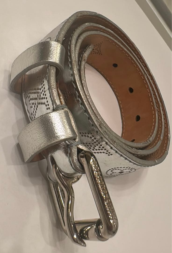 LOUIS VUITTON モノグラム ロゴ メタリック ベルト