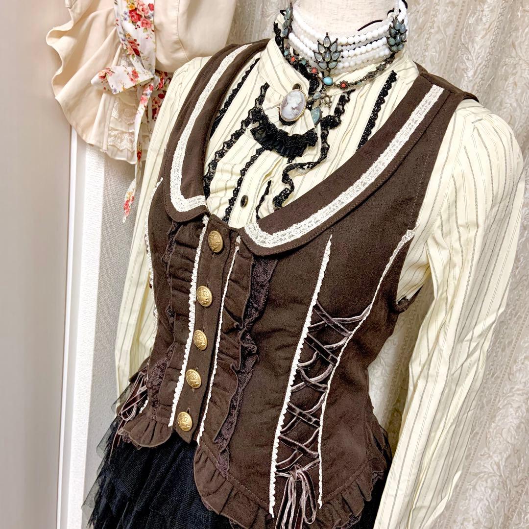 axes femme W編み上げベスト　焦茶　クラロリ　Y2K 森ガール　新品