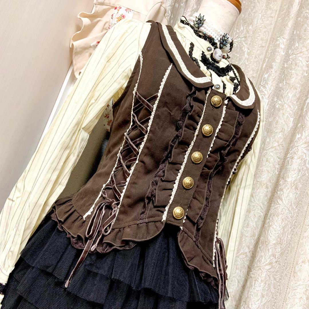 axes femme W編み上げベスト　焦茶　クラロリ　Y2K 森ガール　新品