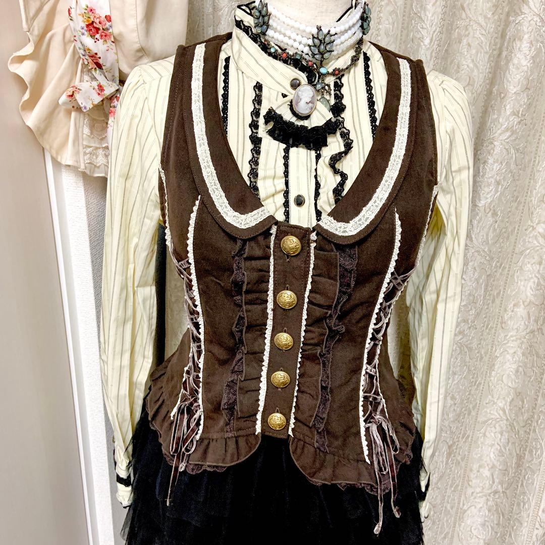 axes femme W編み上げベスト　焦茶　クラロリ　Y2K 森ガール　新品