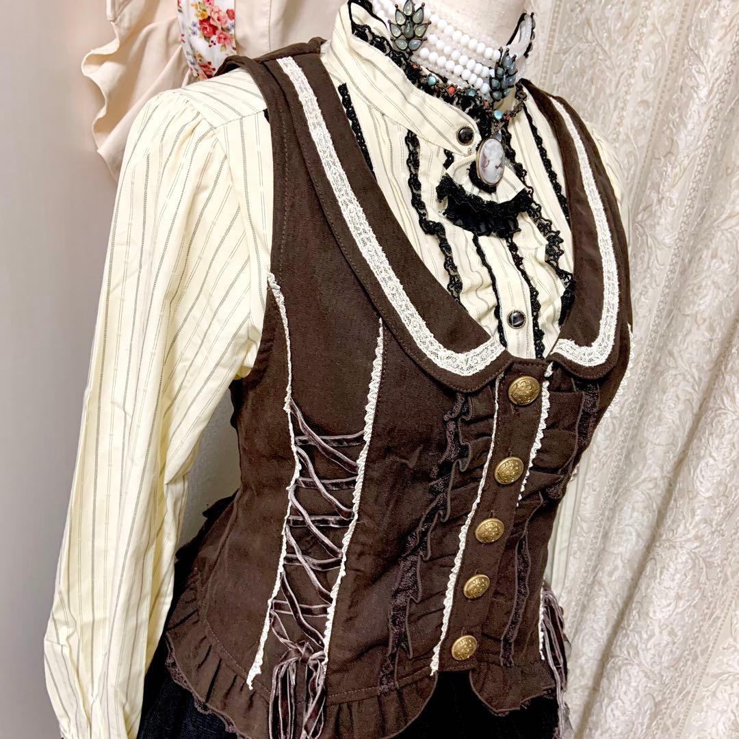 axes femme W編み上げベスト　焦茶　クラロリ　Y2K 森ガール　新品