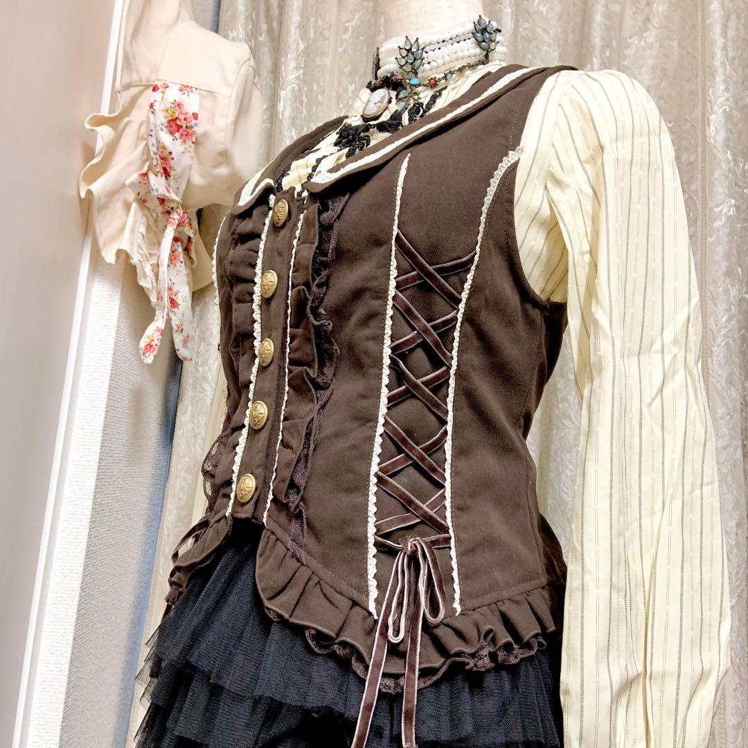 axes femme W編み上げベスト　焦茶　クラロリ　Y2K 森ガール　新品