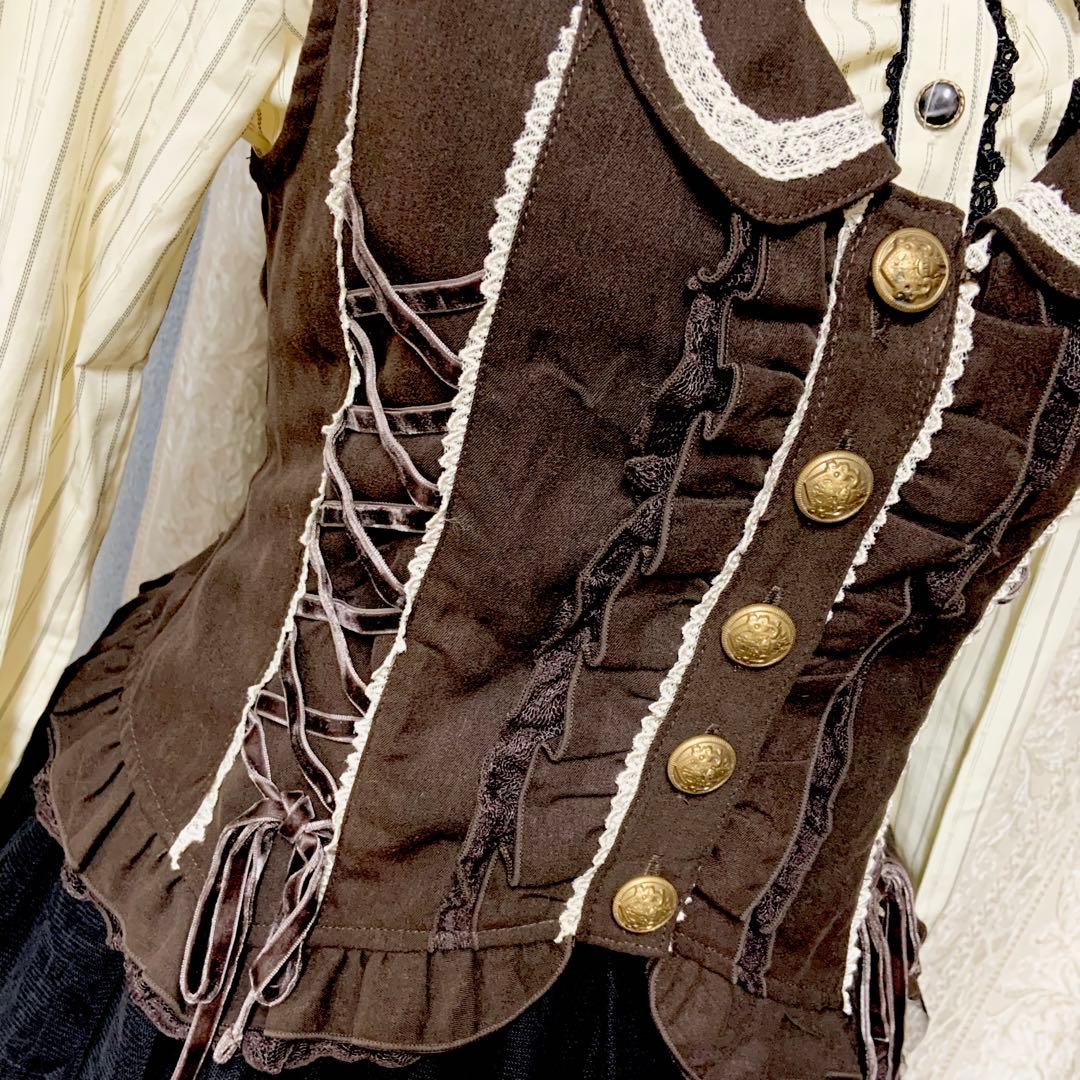 axes femme W編み上げベスト　焦茶　クラロリ　Y2K 森ガール　新品