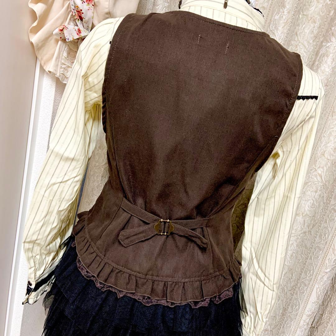 axes femme W編み上げベスト　焦茶　クラロリ　Y2K 森ガール　新品