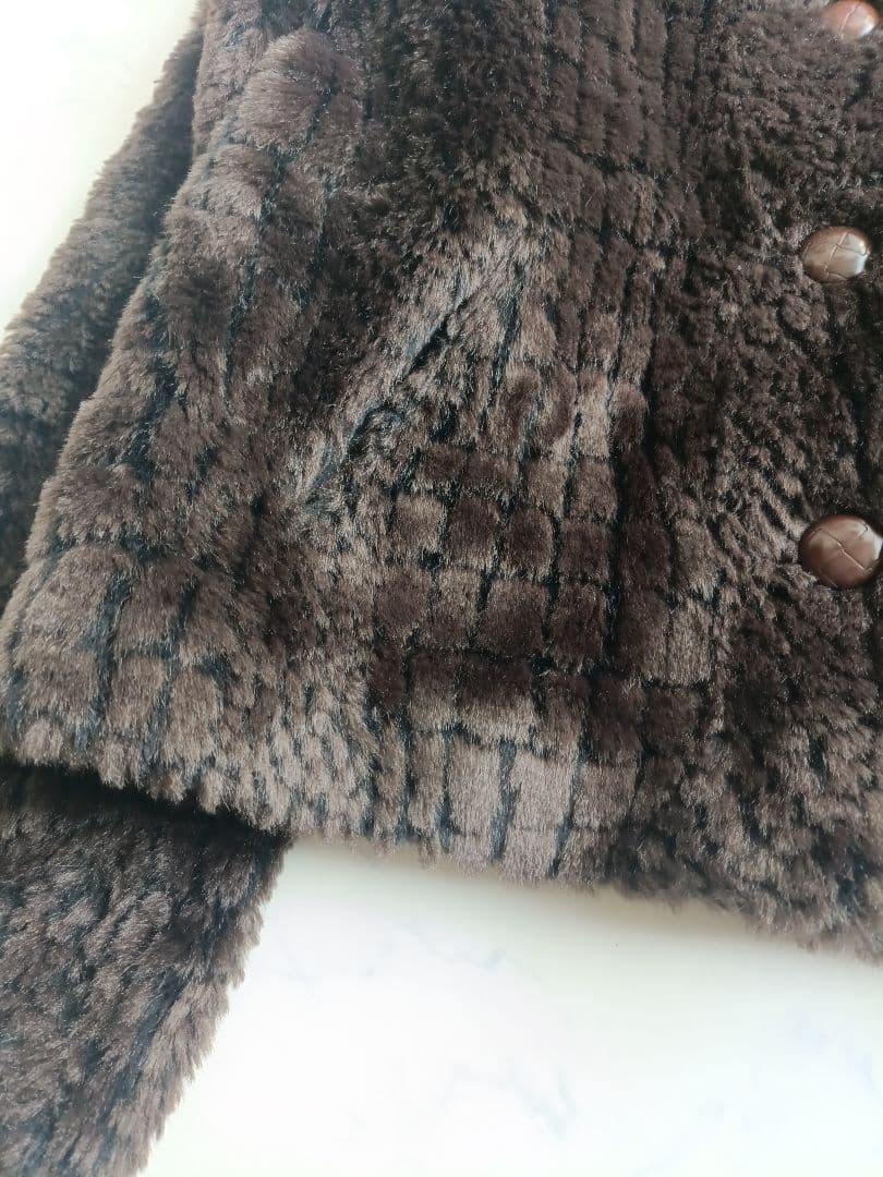 Max Mara リバーシブルショートジャケット テディベア M　クロコ柄 総柄