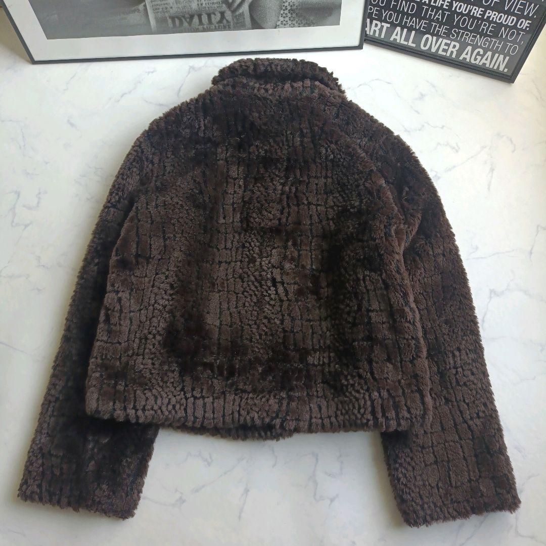 Max Mara リバーシブルショートジャケット テディベア M　クロコ柄 総柄