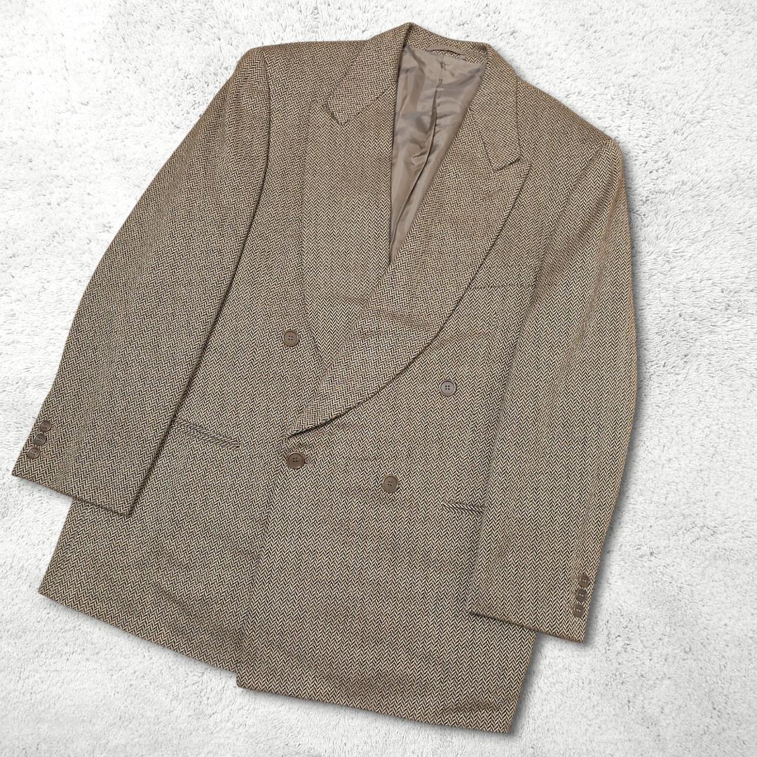 美品【ジョルジオアルマーニ】カシミヤ100% ダブルジャケット 50 黒タグ伊製