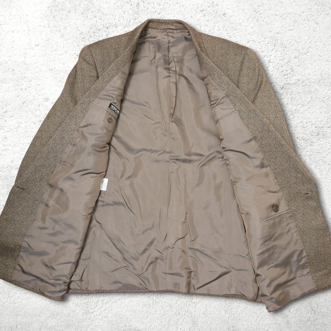 美品【ジョルジオアルマーニ】カシミヤ100% ダブルジャケット 50 黒タグ伊製