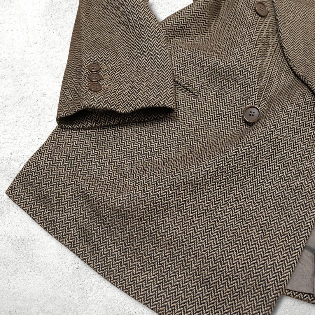 美品【ジョルジオアルマーニ】カシミヤ100% ダブルジャケット 50 黒タグ伊製