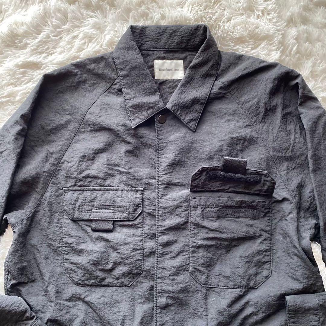 美品　monkey time つなぎ　ジャンプスーツ　袖取り外し可　黒　ナイロン