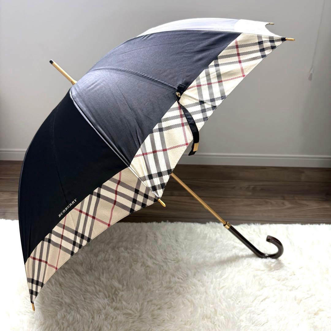 【美品】BURBERRY バーバリー　ノバチェック　ロゴ　晴雨兼用長傘