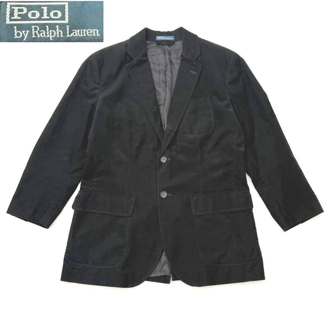 90s✨ポロラルフローレン コーデュロイ テーラード ジャケット 黒 M-R