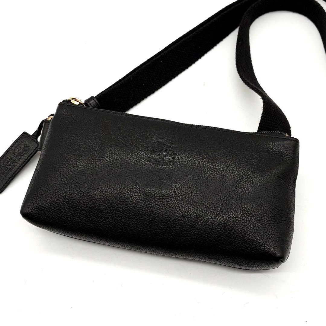 【美品】イルビゾンテ ショルダーバッグ ボディバッグ レザー ブラック