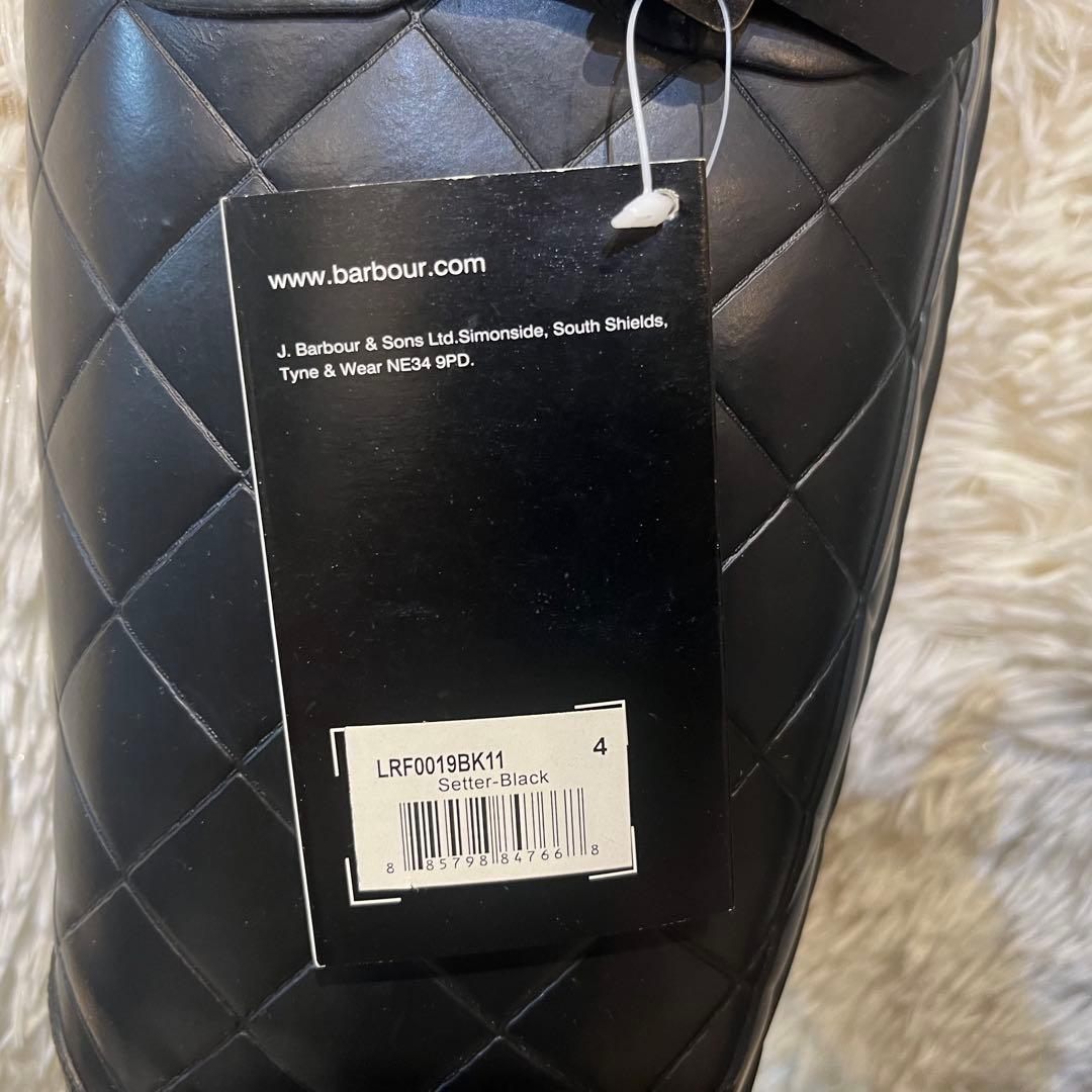 未使用　Barbour キルティング　レインブーツ ブラック サイズ4