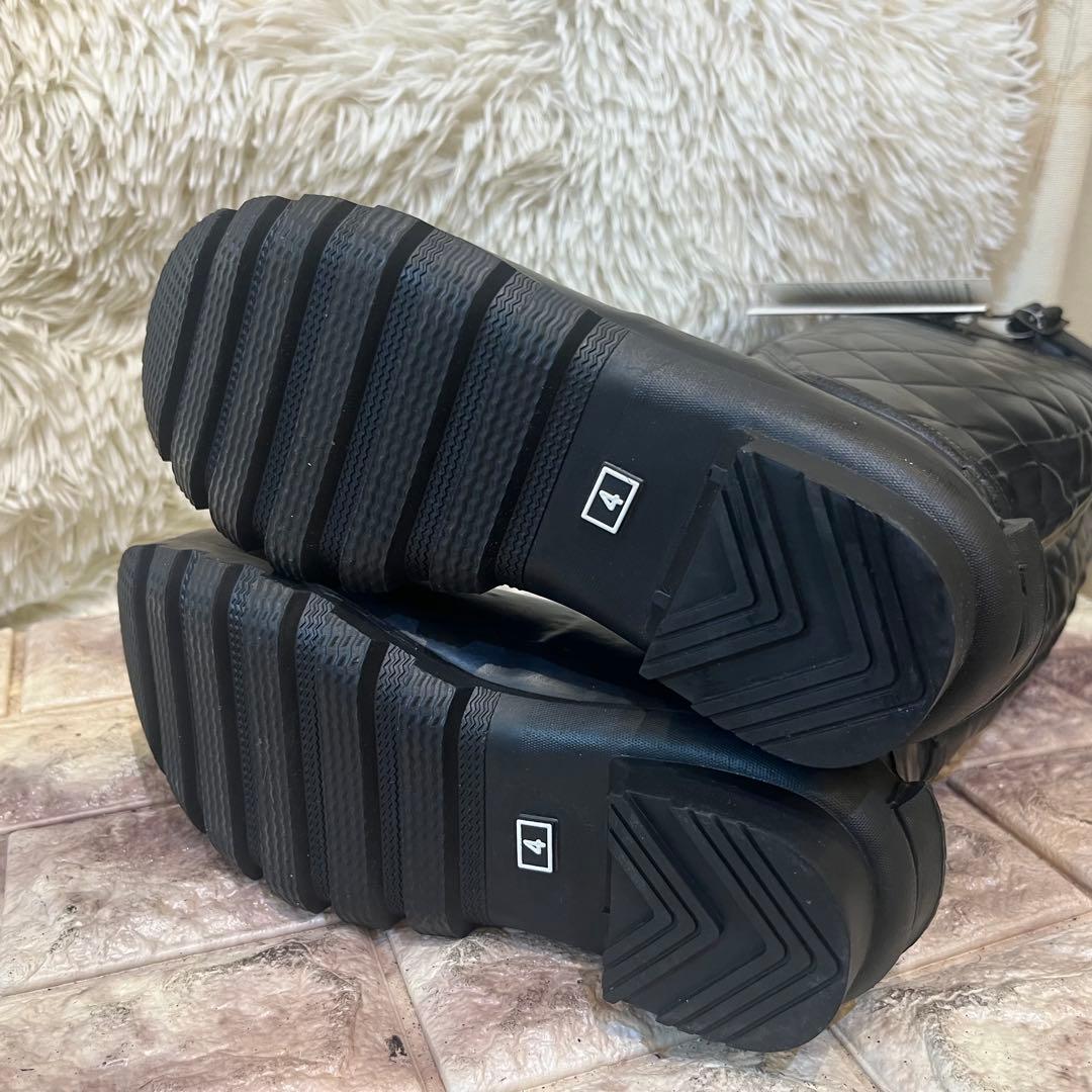 未使用　Barbour キルティング　レインブーツ ブラック サイズ4